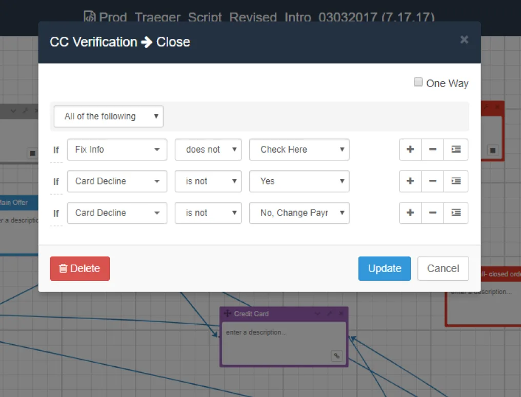 Conditional branching interface with if/then logic