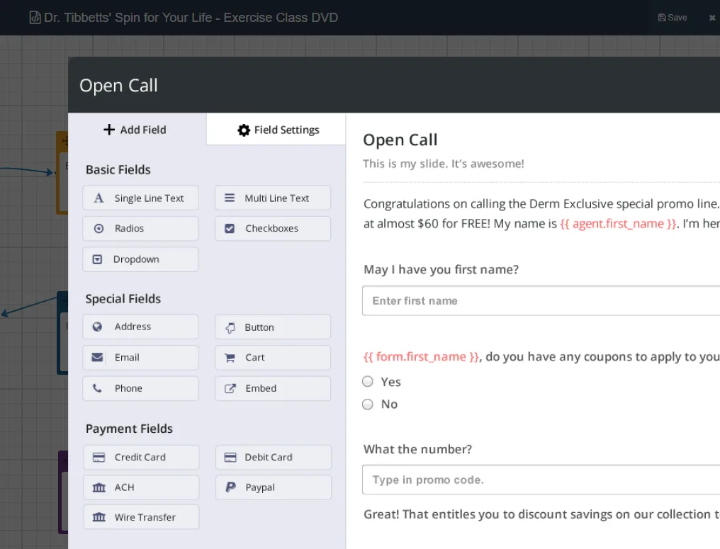 Form builder for names, addresses, and payment info