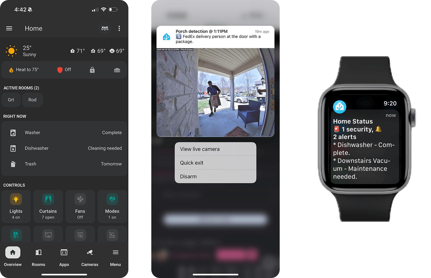 Smart home real-time notifications